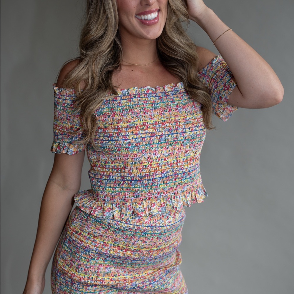 Colorful Off-Shoulder Two-Piece Set - Picture 3 of 3
